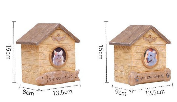 Resin Pet Urn with Photo Frame – Keepsake Memorial House for Cats & Dogs | “Love You Forever” Design | Secure Bottom Seal