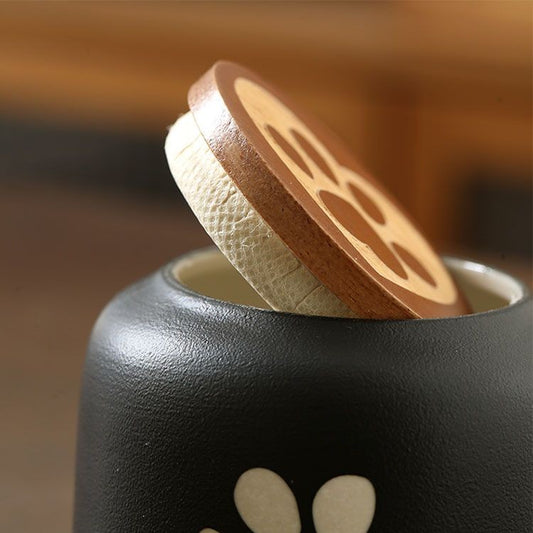Ceramic Paw Print Pet Urn – Dog & Cat Ashes Keepsake Jar - Whisperwoods