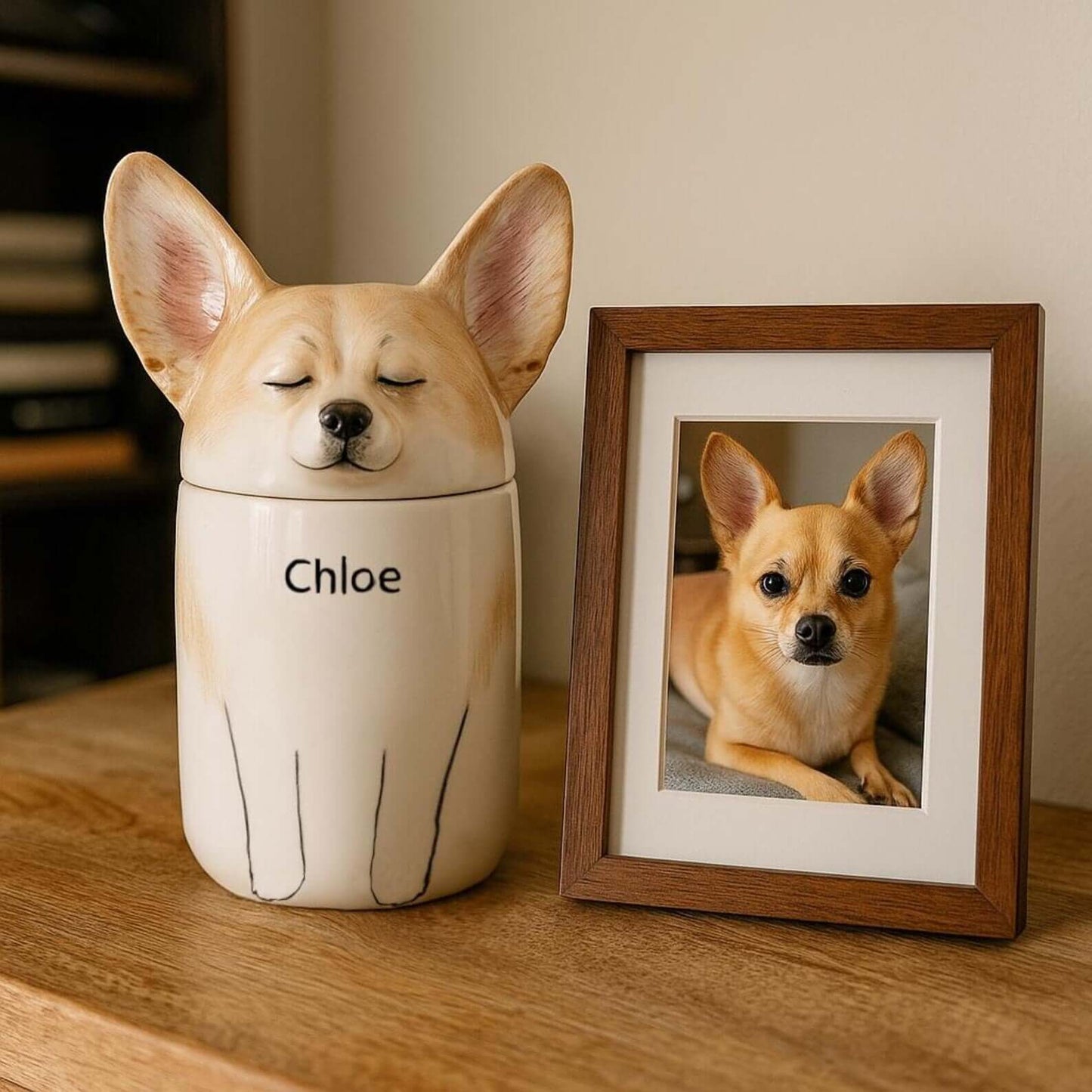 Ceramic urn for dog ashes – smiling dog face keepsake