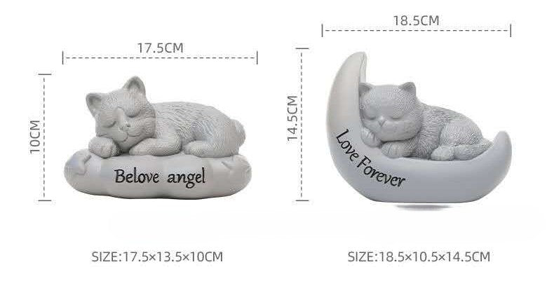 Sleeping Cat Pet Ashes Urn – Resin Keepsake Cremation Container with Sealed Bottom Plug - Whisperwoods