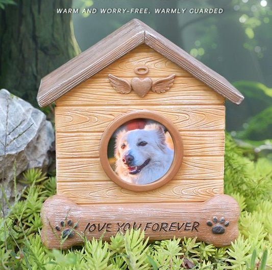 Resin Pet Urn with Photo Frame – Keepsake Memorial House for Cats & Dogs | “Love You Forever” Design | Secure Bottom Seal - Whisperwoods