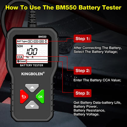 KingBolen BM550 Car Battery Tester 6V 12V 24V
