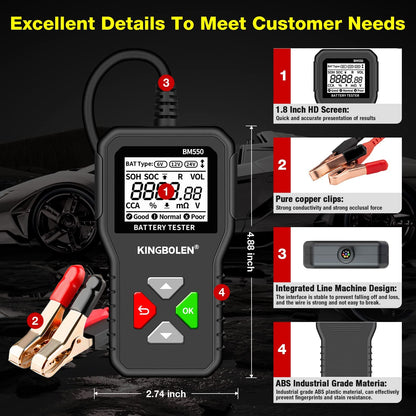 KingBolen BM550 Car Battery Tester 6V 12V 24V