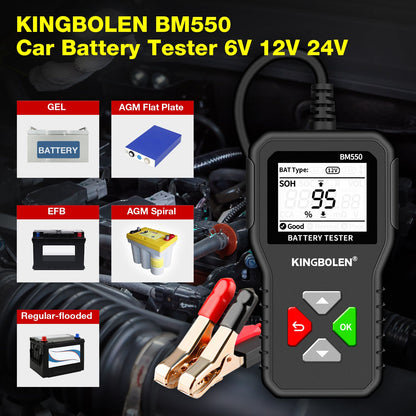 KingBolen BM550 Car Battery Tester 6V 12V 24V