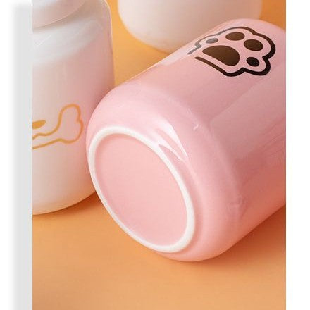 Modern Ceramic Paw Print Pet Urn – White Minimalist Ashes Keepsake Jar