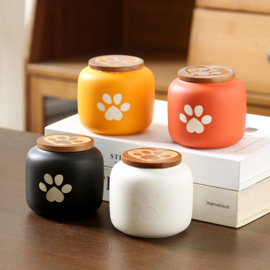 Ceramic Paw Print Pet Urn – Dog & Cat Ashes Keepsake Jar