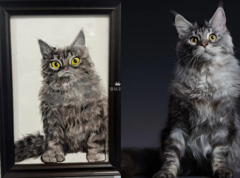 High-End Hand-Painted Ceramic Pet Portrait Plaque | Free international shipping