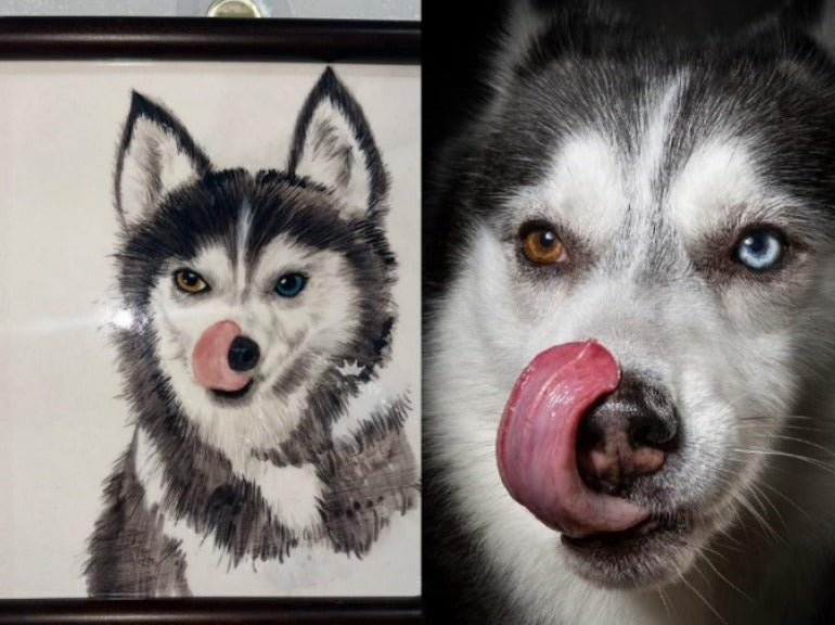 High-End Hand-Painted Ceramic Pet Portrait Plaque | Free international shipping