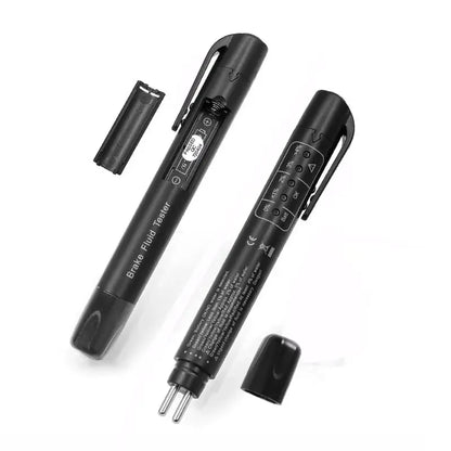 Brake fluid tester pen with removable battery compartment