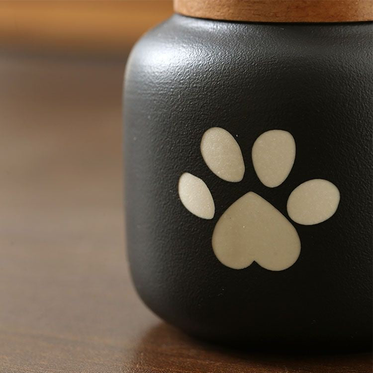 Ceramic Paw Print Pet Urn – Dog & Cat Ashes Keepsake Jar