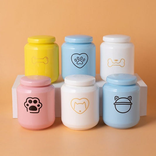 Modern Ceramic Paw Print Pet Urn – White Minimalist Ashes Keepsake Jar