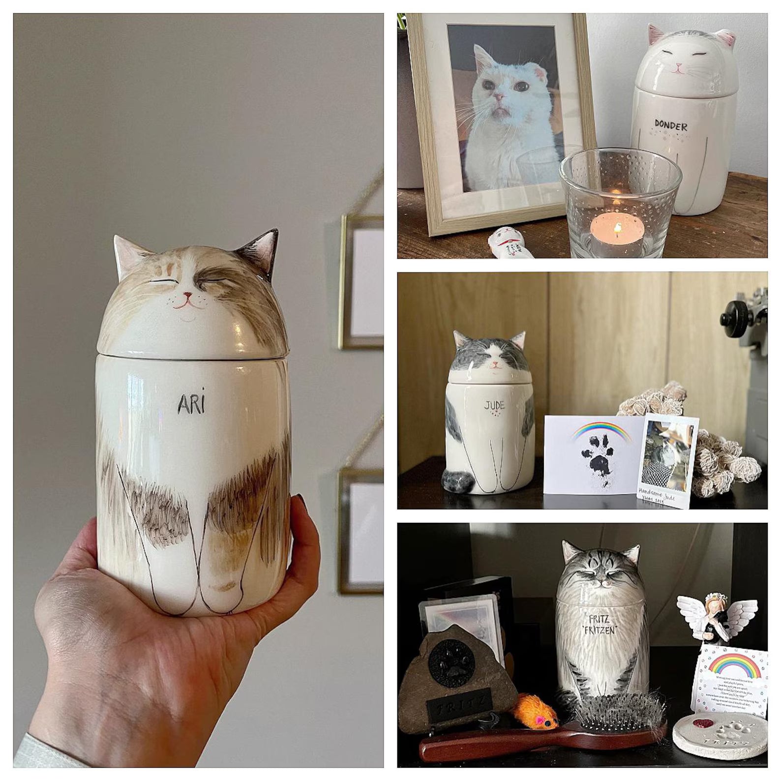 Custom cat urn with portrait – ceramic ashes keepsake