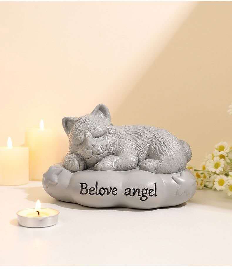 Sleeping Cat Pet Ashes Urn – Resin Keepsake Cremation Container with Sealed Bottom Plug - Whisperwoods
