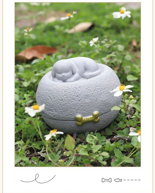 Sleeping Cat/Dog Pet Ashes Urn | Sealed Resin Keepsake Cremation Container - Whisperwoods