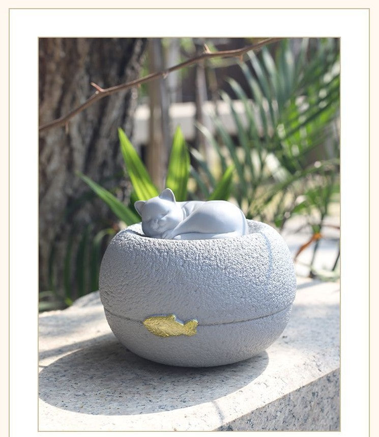 Sleeping Cat/Dog Pet Ashes Urn | Sealed Resin Keepsake Cremation Container - Whisperwoods