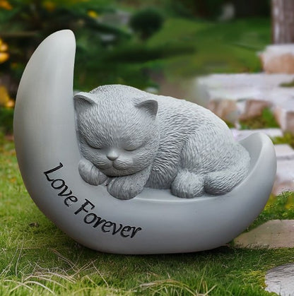 Sleeping Cat Pet Ashes Urn – Resin Keepsake Cremation Container with Sealed Bottom Plug - Whisperwoods
