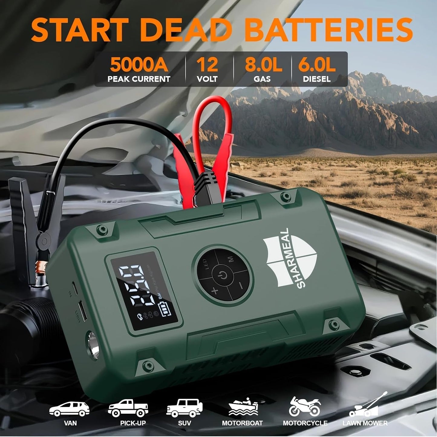 GL963 12V Jump Starter with Air Inflator (Black)